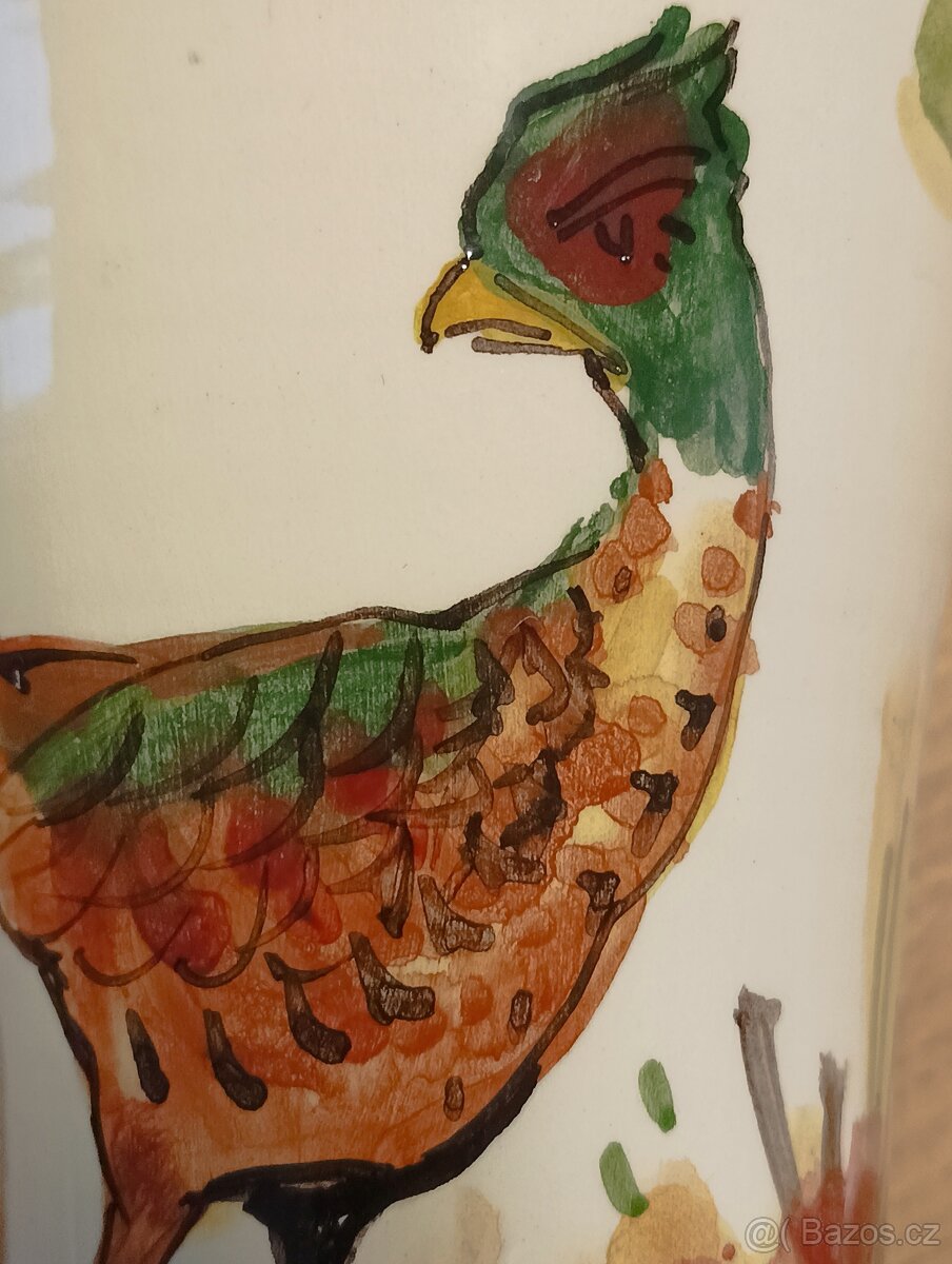 FAJÁNS RUČNĚ MALOVANÁ VÁZA MB SOLOGNE FRANCIE - 11