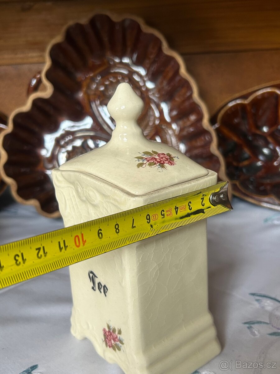 Stará keramická dóza na čaj - 11