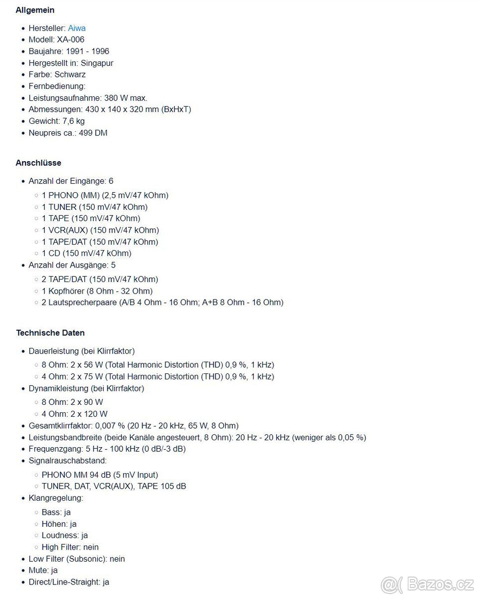 AIWA XA-006 Stereo Integrated Amplifier / Phono In - 11