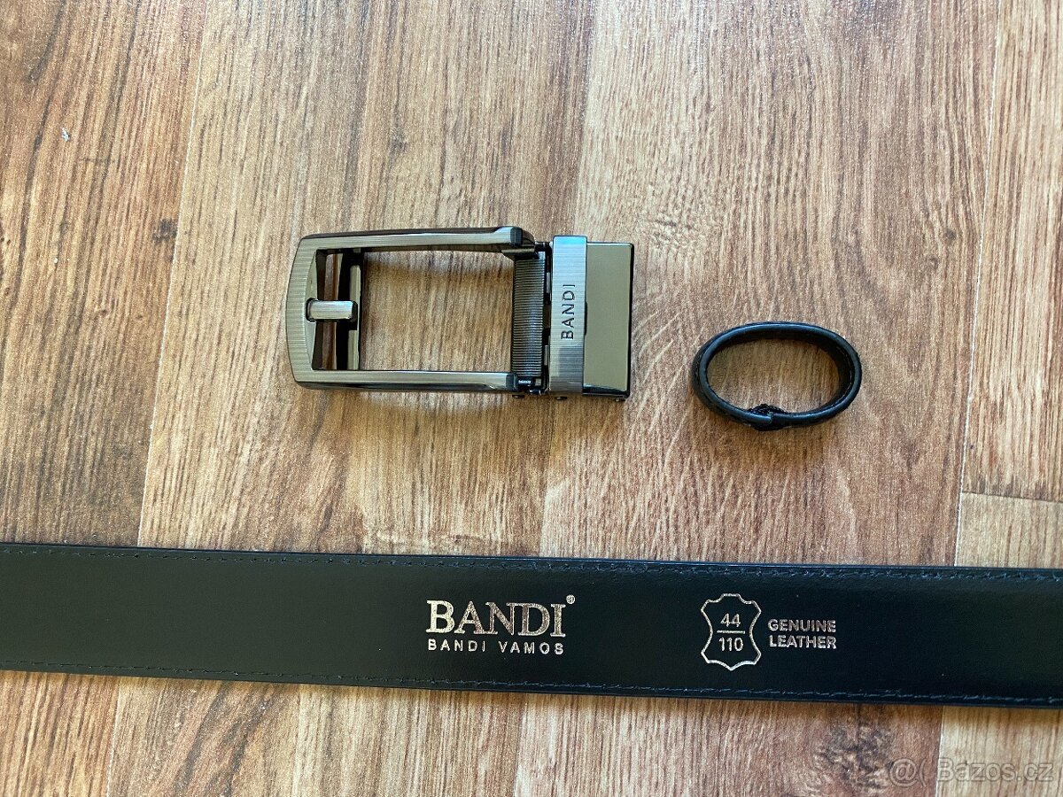 Nové pánské kožené opasky Bandi s aut. sponou - černý, hnědý - 11