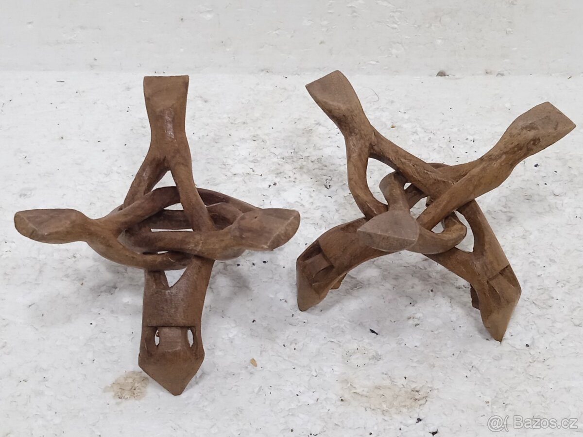 2x Vyřezávaný stojan na květináč retro - 11