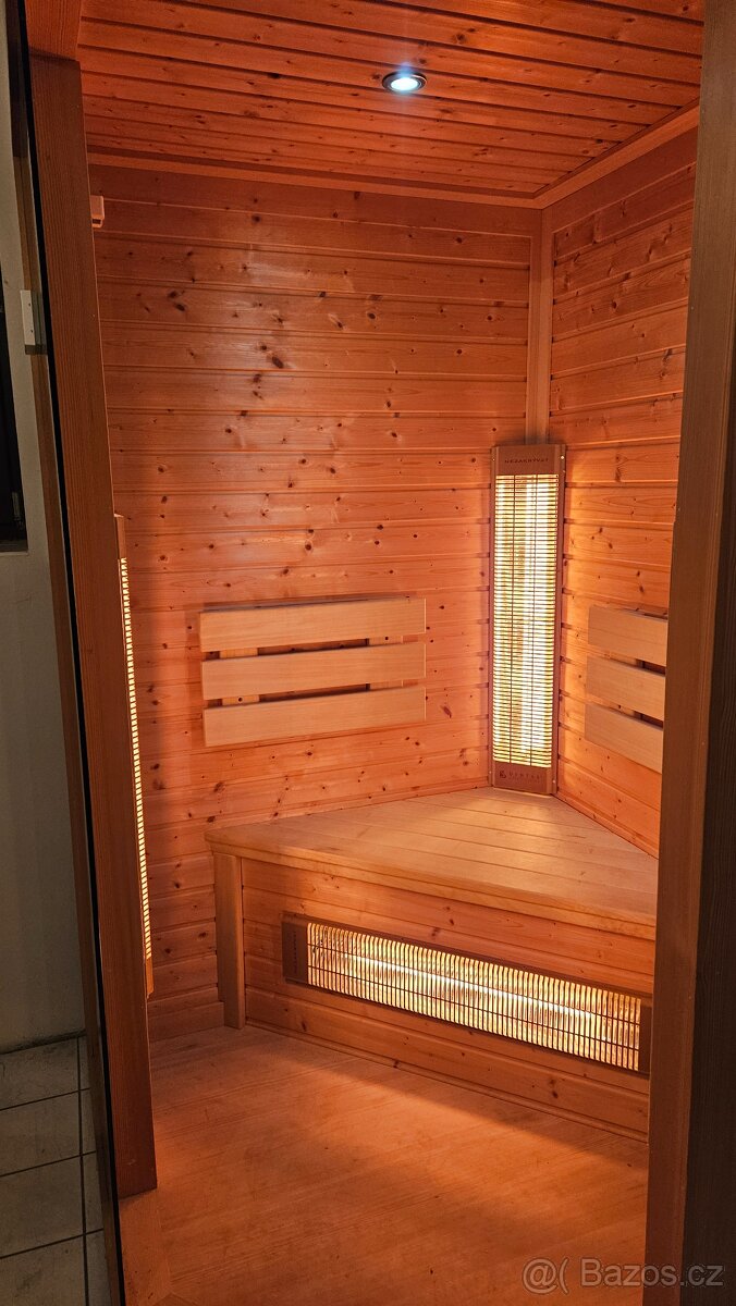 Rohová infrasauna pro 4 osoby DYNTAR, severský smrk - 11