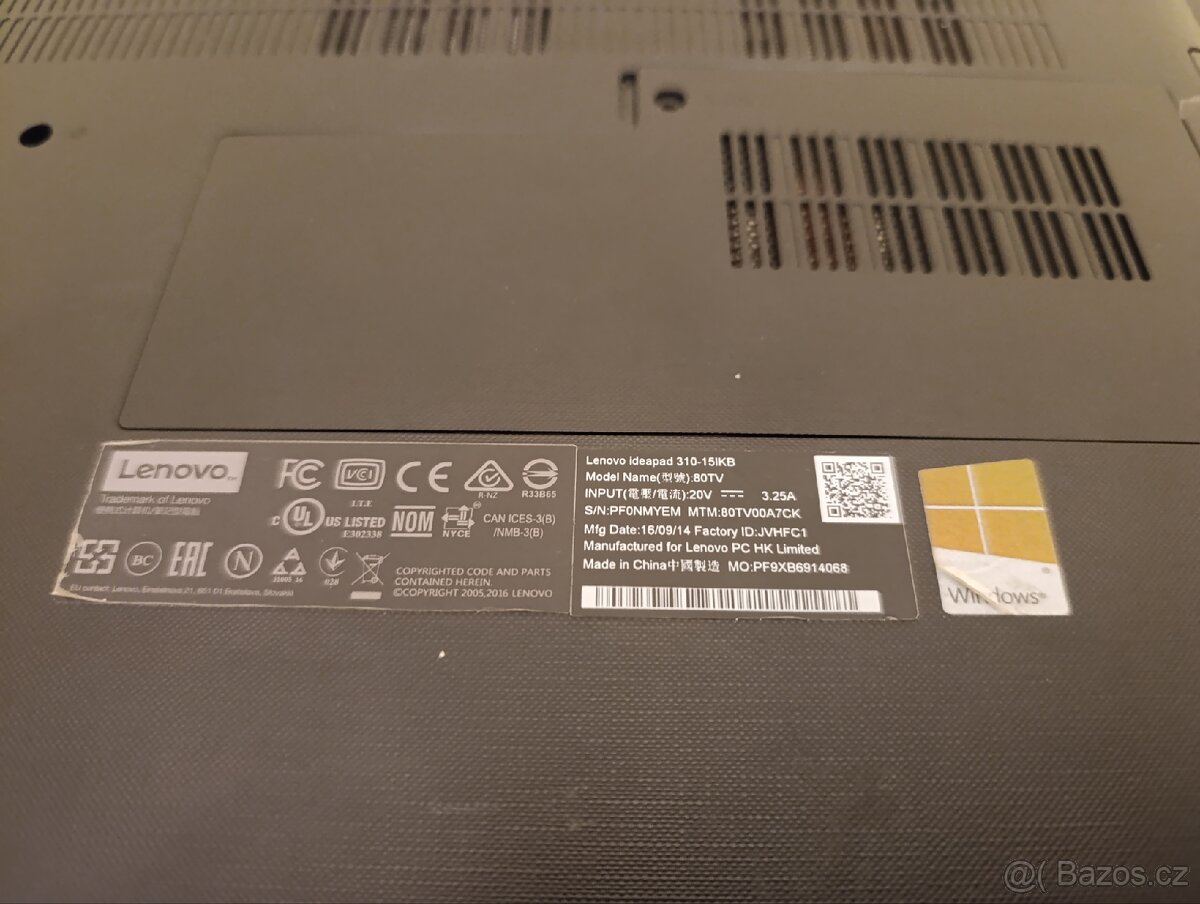 Notebook Lenovo 310 - 15IKB na náhradní díly nebo k opravě - 11