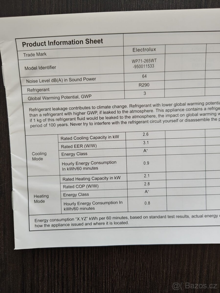 Electrolux WP71-265WT Klimatizace Well P7 přenosná - 11