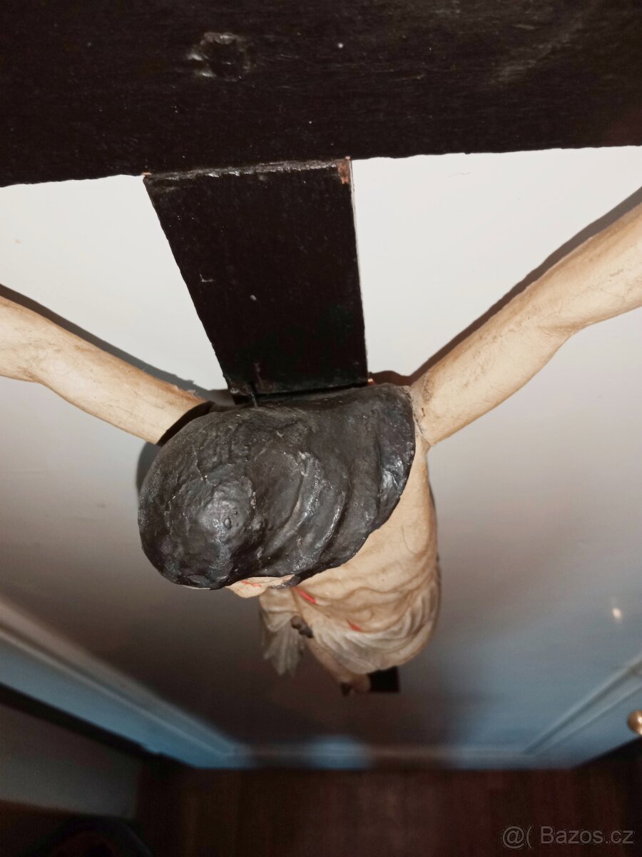 Pěkný hodně starý dřevěný Ježíš na kříži - 11