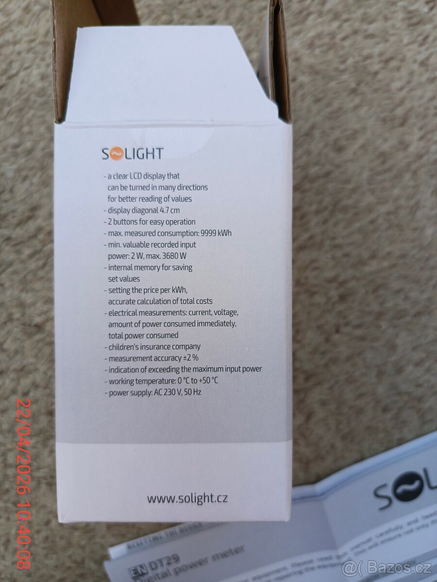 Měřič ele energie zn. Solight - 11