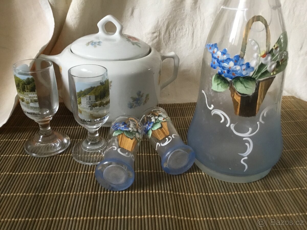 karafa, cukrenka, odlivky, talirek, konvice - 11