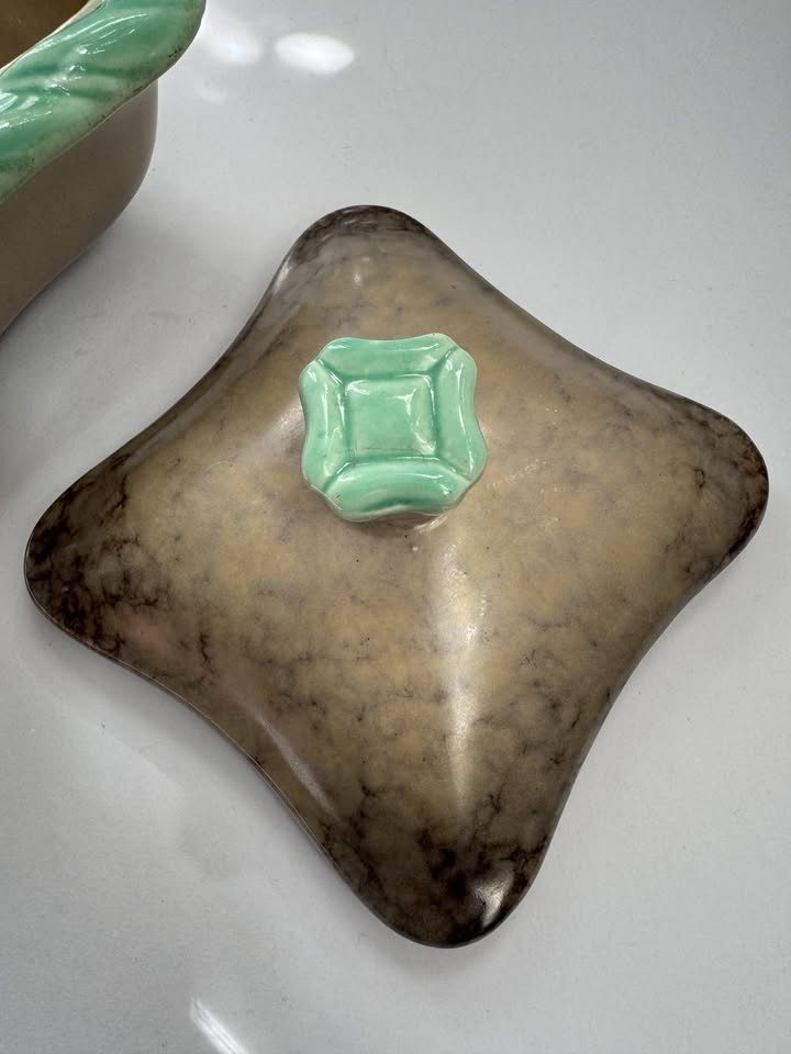 Keramická glazovaná dóza na bonbóny, cukřenka Strehla Kerami - 11