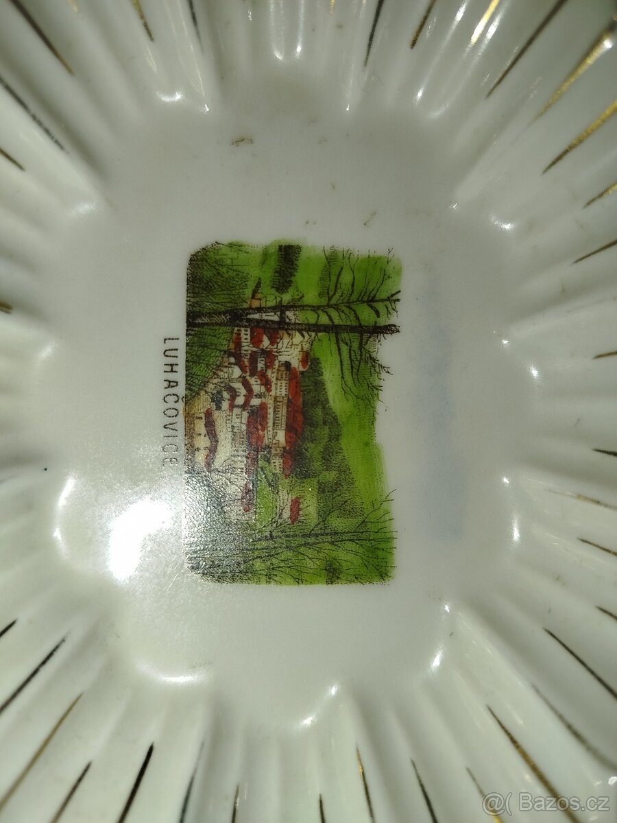 Starožitný upomínkový porcelán talířek Luhačovice - 11