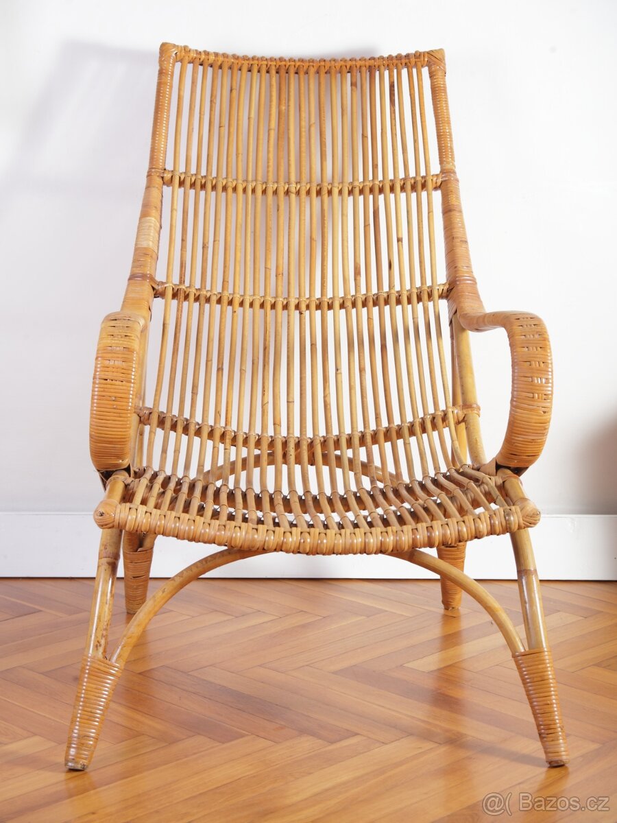 Retro Ratanové Křeslo ÚLUV - 11