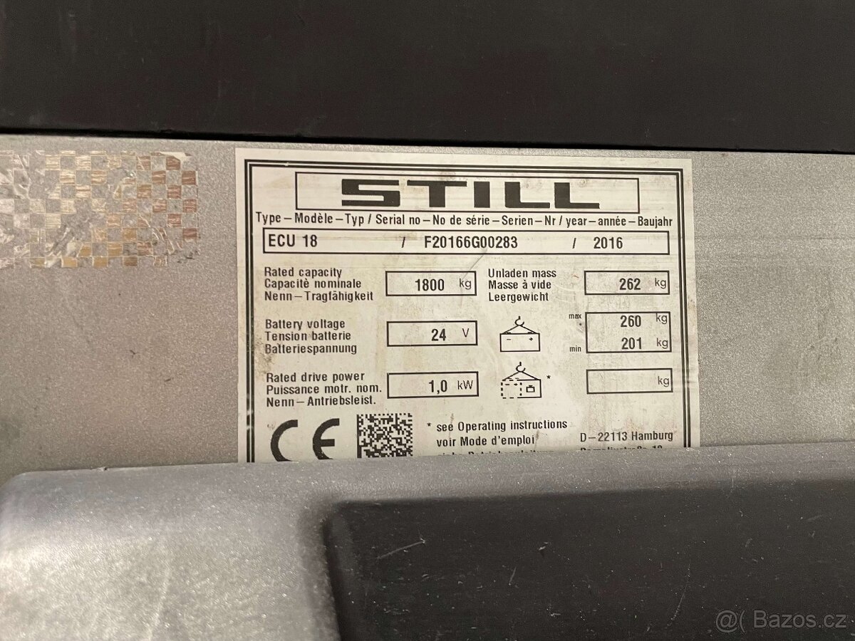 Elektrický paletový vozík Still Ecu18, použitý - 11