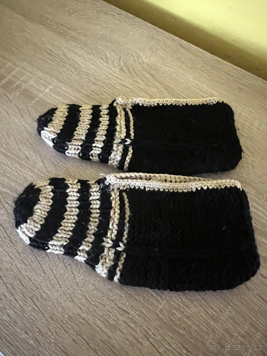 retro rucne pletene bačkory, papuče - 11