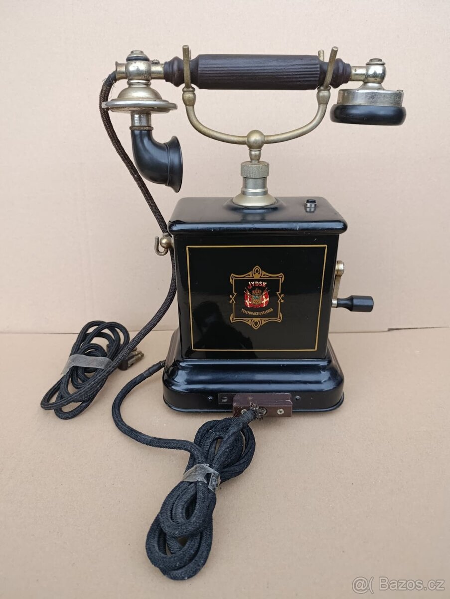 Velmi starý dánský telefon Jydsk, top zachovalý ks do sbírky - 11