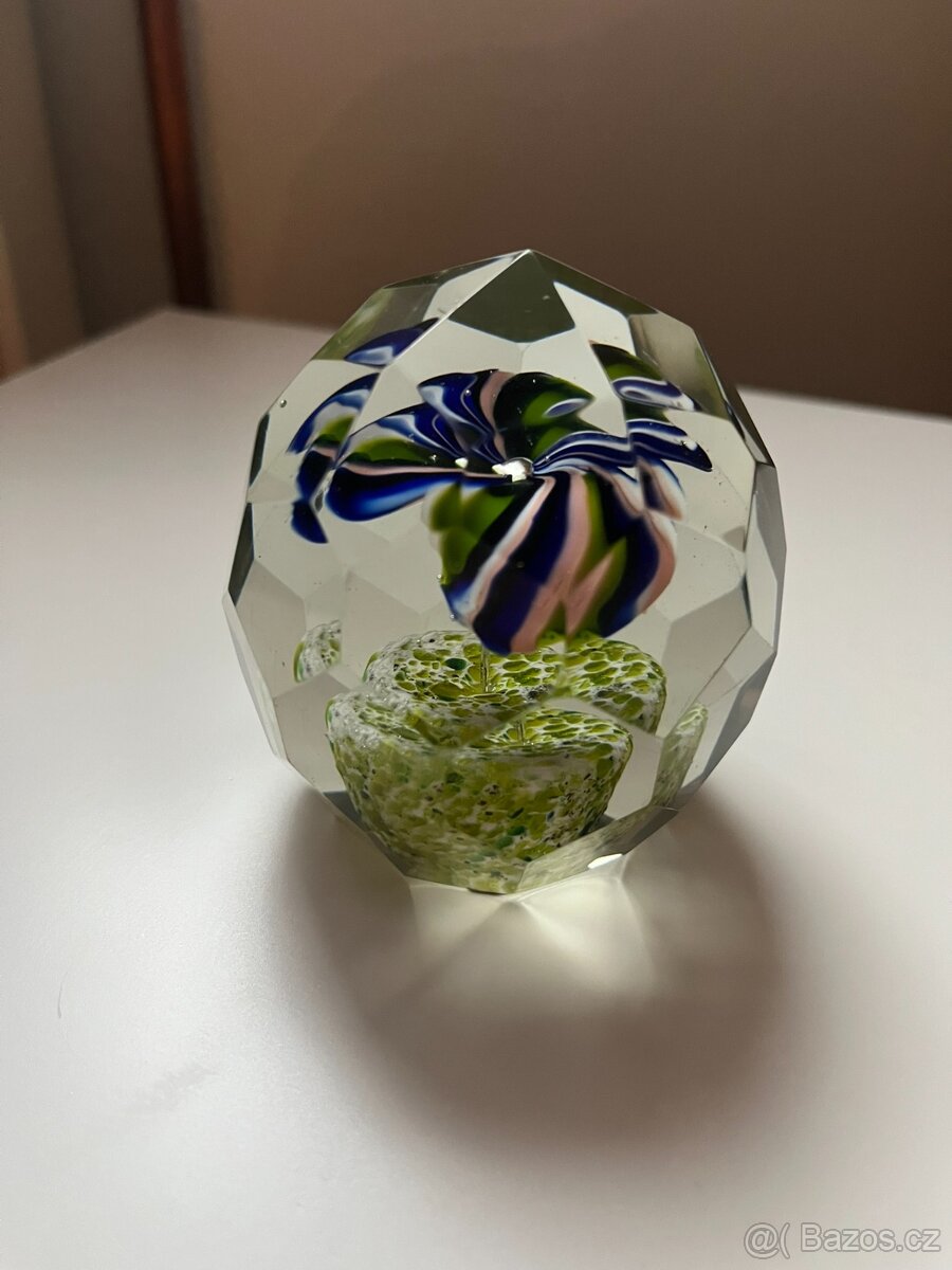 Starožitné krásné těžítko, broušené sklo - 11