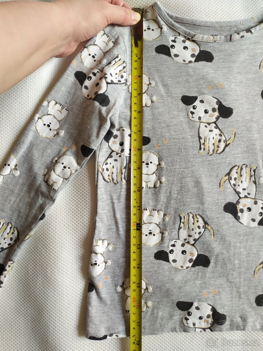 3 x dívčí tričko, pejsky, sova, dýně H&M, 122/128 - 11