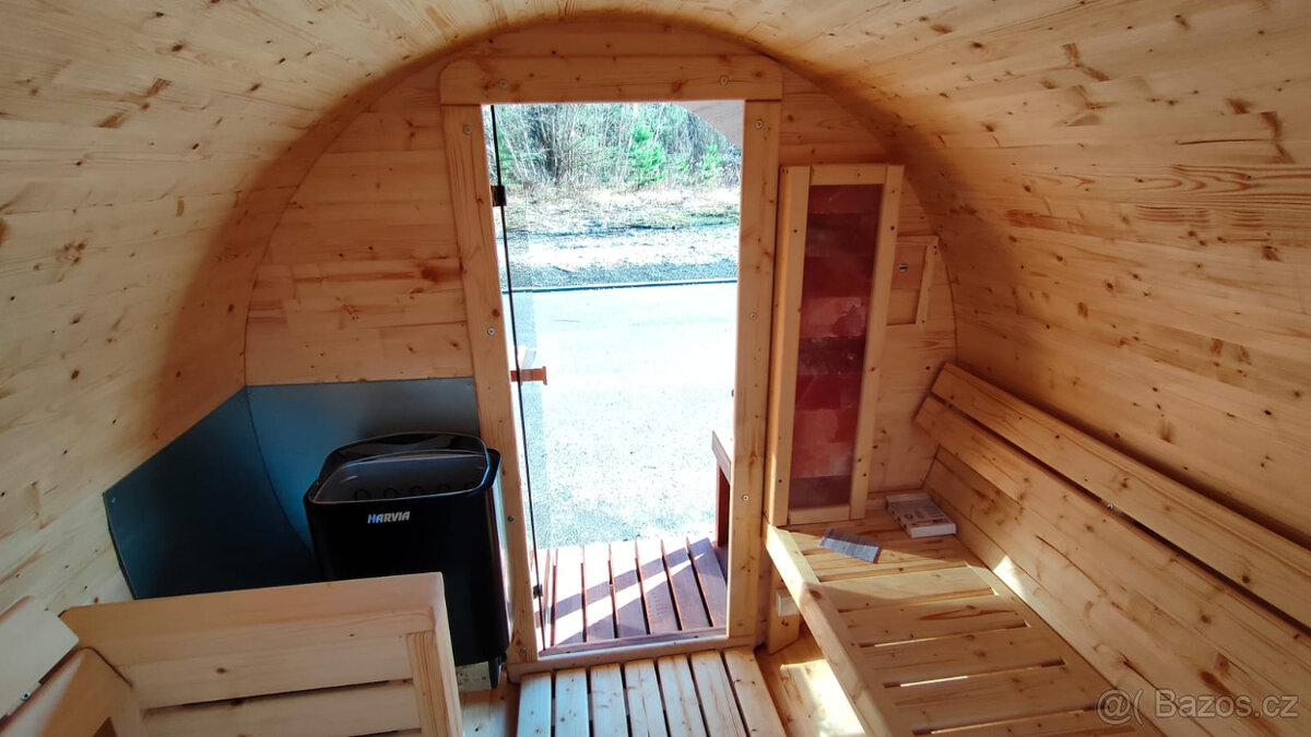 Venkovní sudová sauna s panoramatickým oknem Discovery - 11