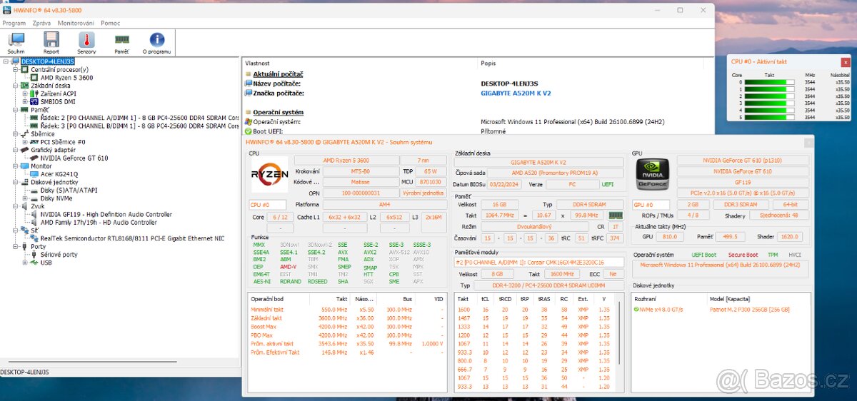 Nové kancelářské PC Ryzen 5,16Gb Corsair, GT610, W11 Pro - 11
