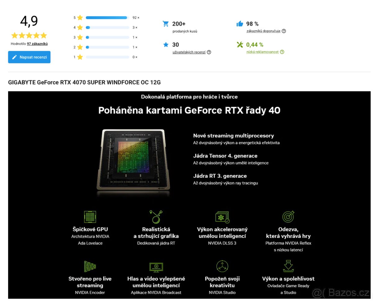 RTX 4070 SUPER – záruka do 11/2027 - 11