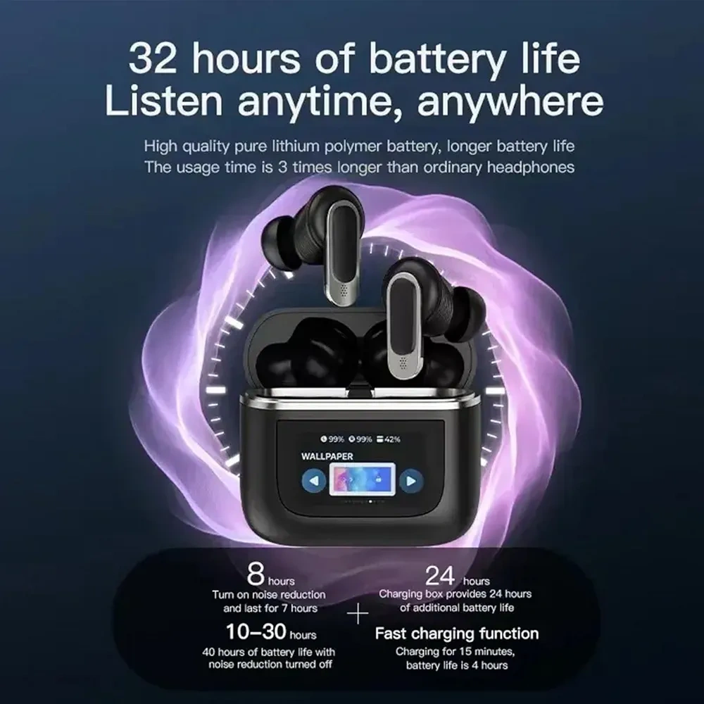 Bezdrátová sluchátka s dotykovým displejem a ANC - 11