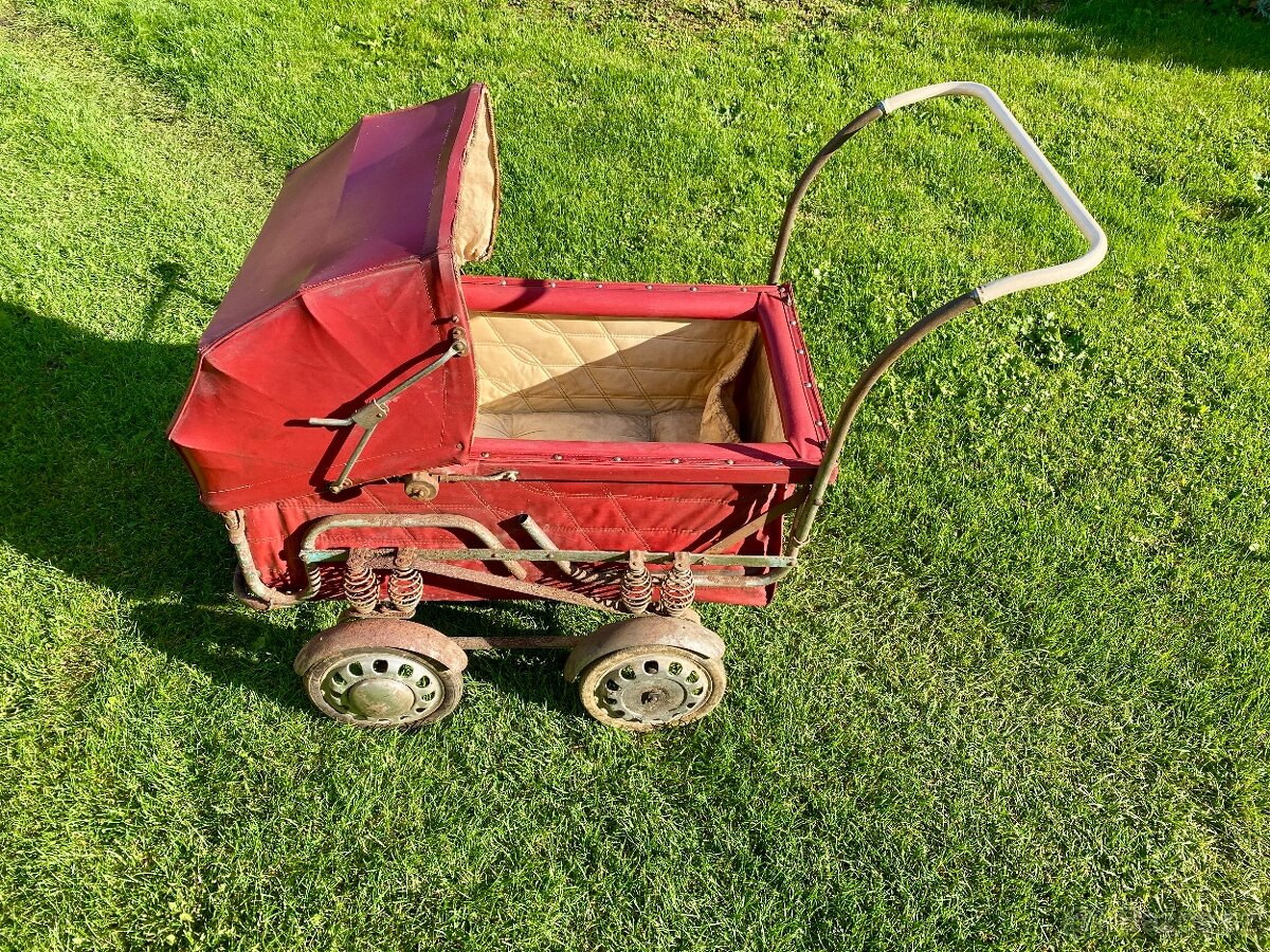 kočárek starý dětský kočárek pérák retro dětský kočárek - 11