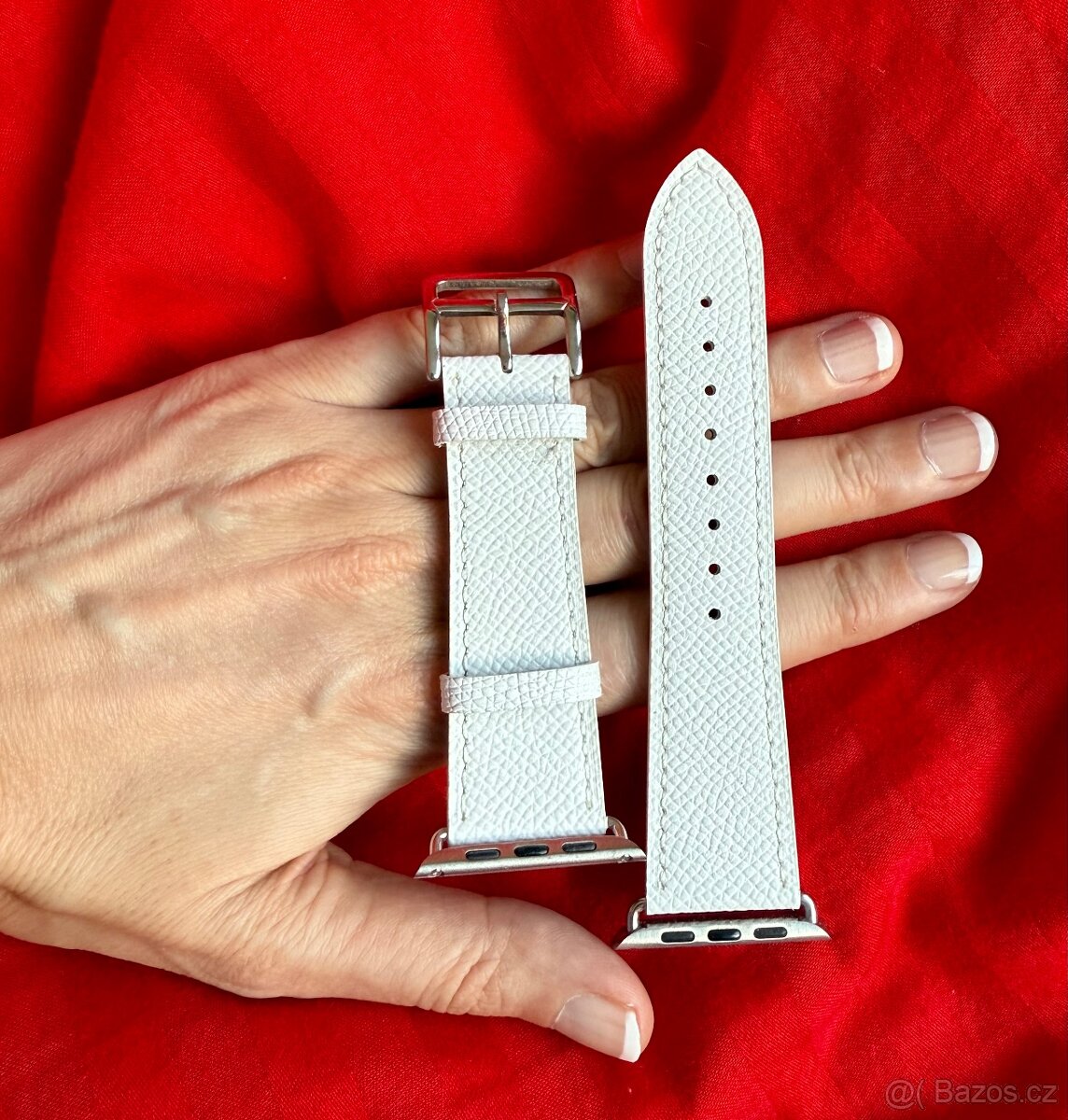 Kožené řemínky Apple Watch 42/44/45mm, bílý a žlutý - 11