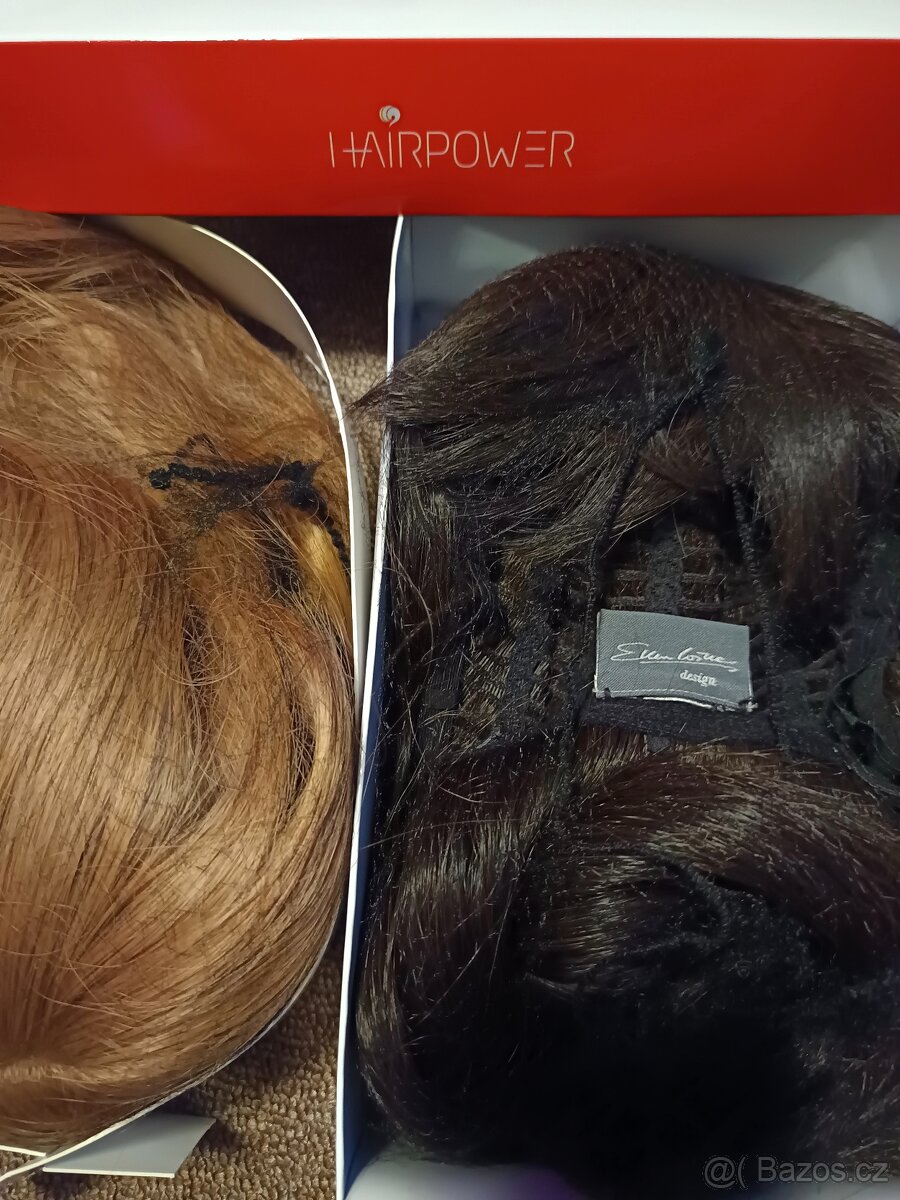 Dvě zánovní dámské paruky, tmavě hnědá a blond - 11