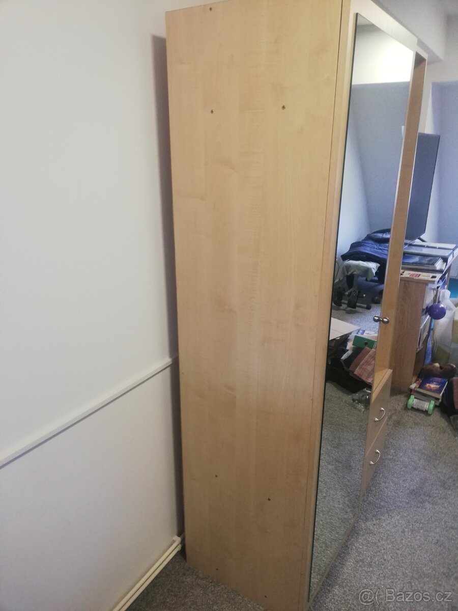 Zrcadlová, šatní skříň, dekor bříza, - 11