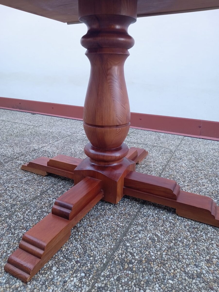 Rustikální jídelní set, rozkládací stůl, 6 židlí, masív - 11