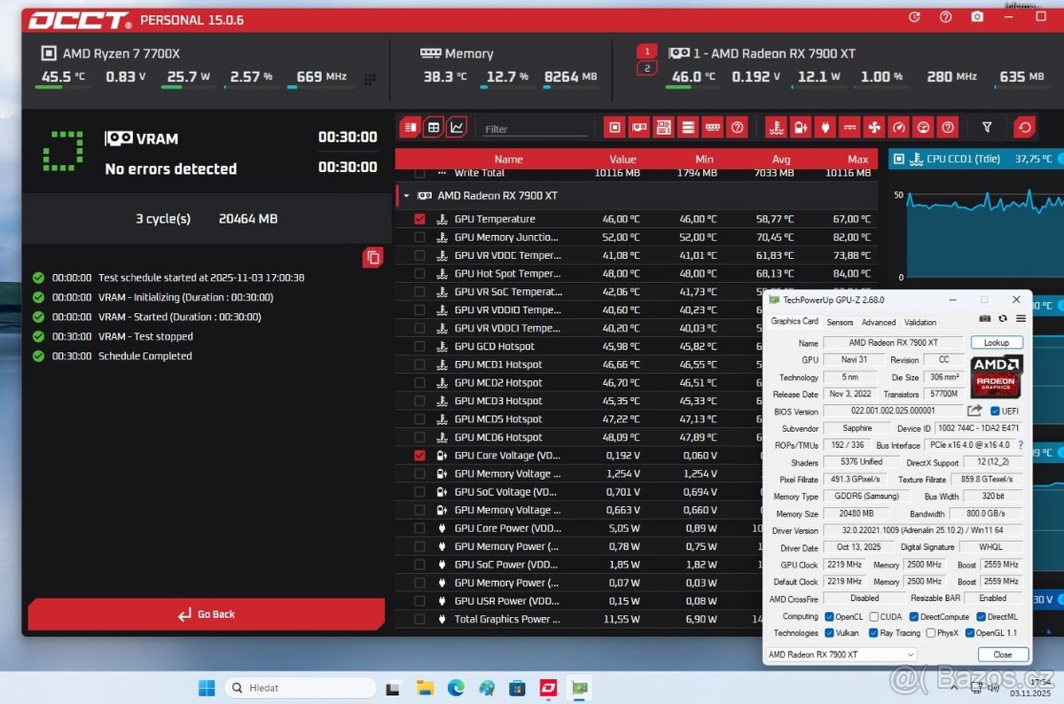 AMD RX 7900 XT SAPPHIRE NITRO+ Vapor-X 20G/Funkční/Záruka - 11