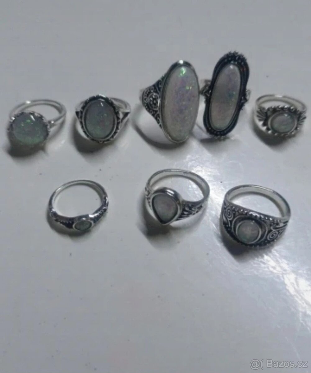 Nová sada souprava bižuterní 8 ks prstynku perletove - 11