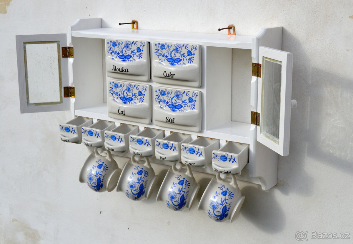 Dřevěná police velká s kořenky - motiv cibulák - 11