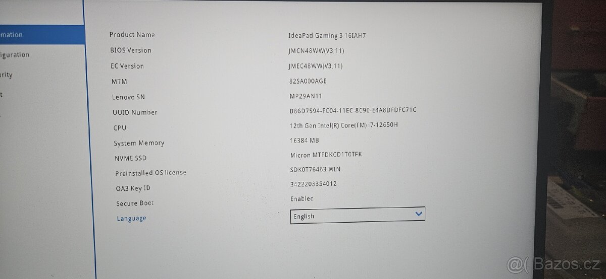 Herní Notebook 16 palců RTX 3060, Intel i7 - 11
