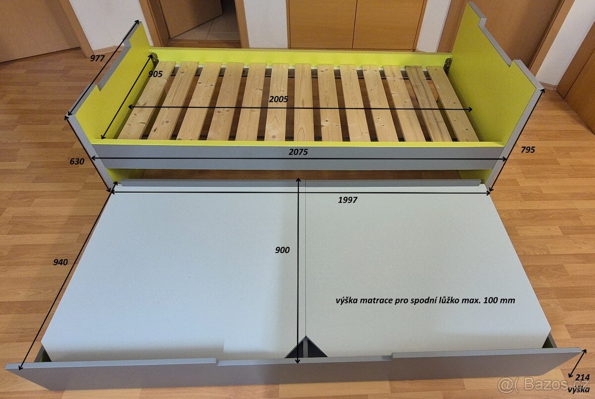 Rozkládací postel + noční stolek - 11
