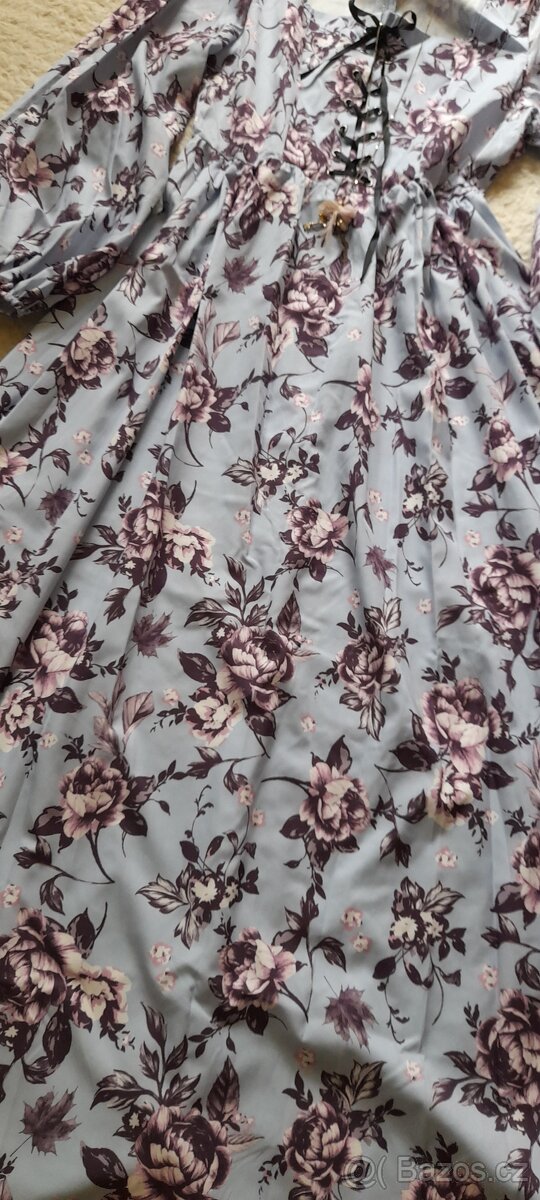 Květované dlouhé šaty se šněrováním - NOVÉ - 11