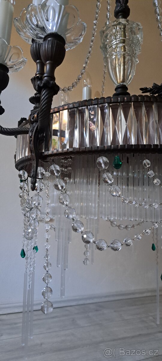 Starožitný velký secesní lustr, secese - 11