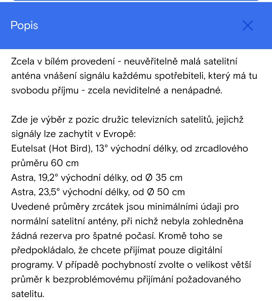 Satelitní anténa SELFSAT - H30D - 11
