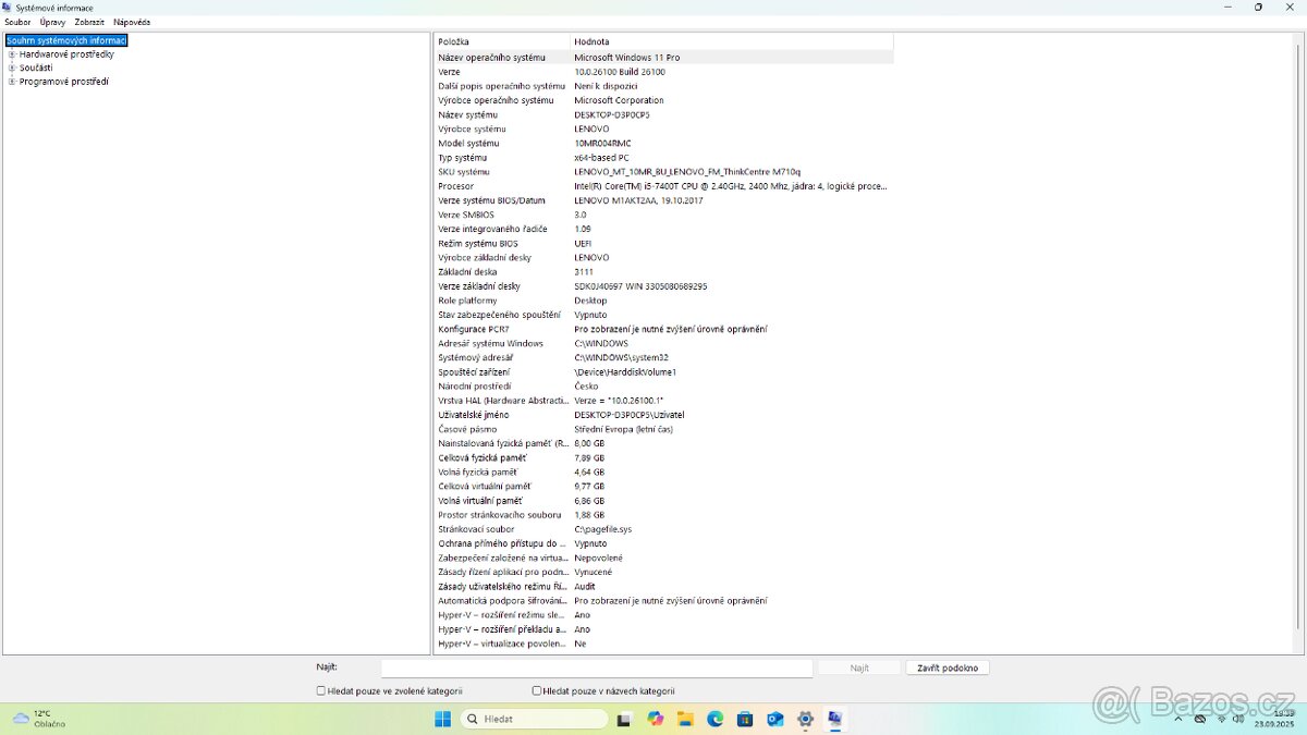 Lenovo ThinkCentre M710q Tiny Win11/256GB SSD/16GB RAM REPAS - 11