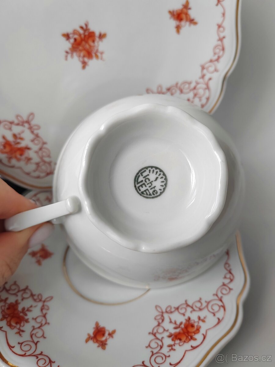 Elegantní porcelánová čajová sada od Lichte VEB (1949-65) - 11