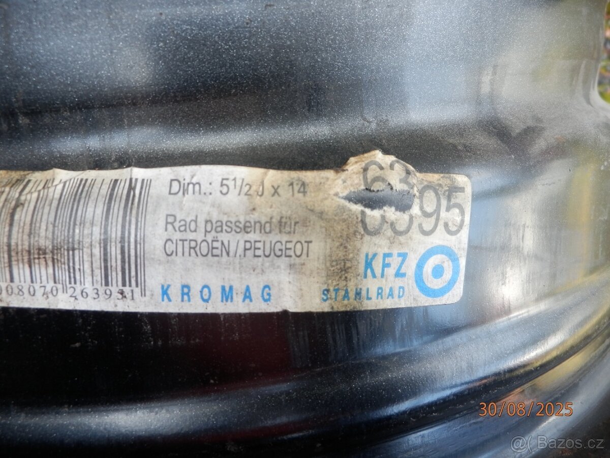 4xPlechové disky na CITROEN 14tky. ET24 300kč všechny. - 11