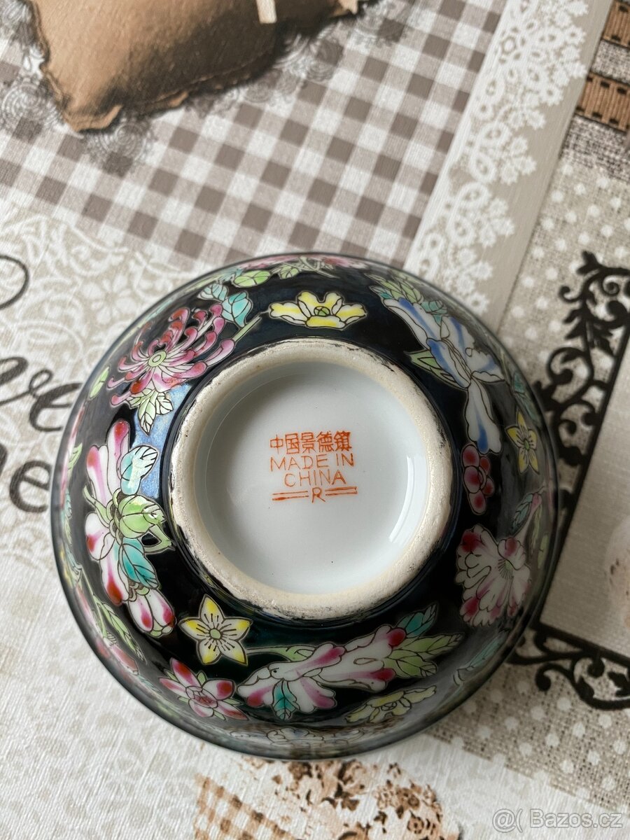 Retro souprava z čínského porcelánu II - motiv květiny - 11