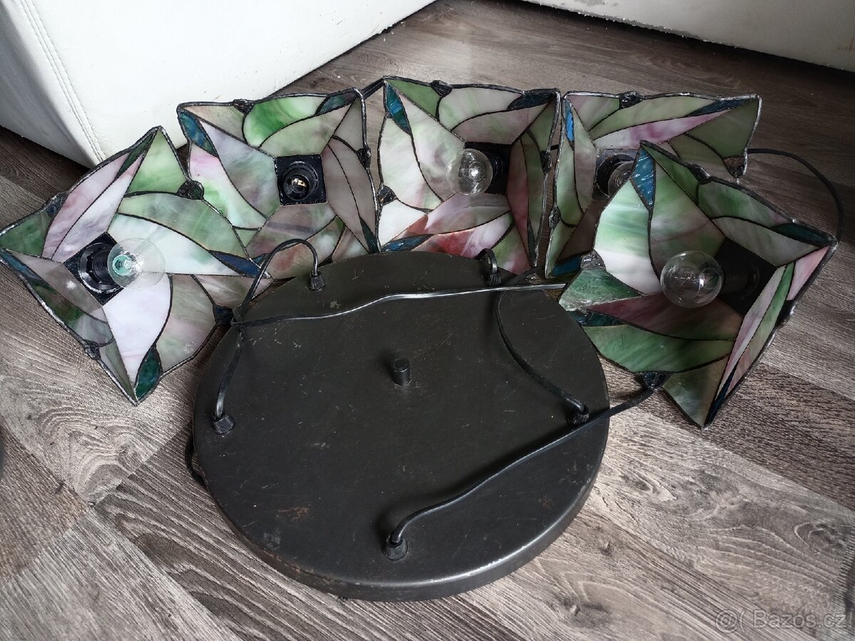 Tiffany lustr 5 ramen,není prasklin, - 11