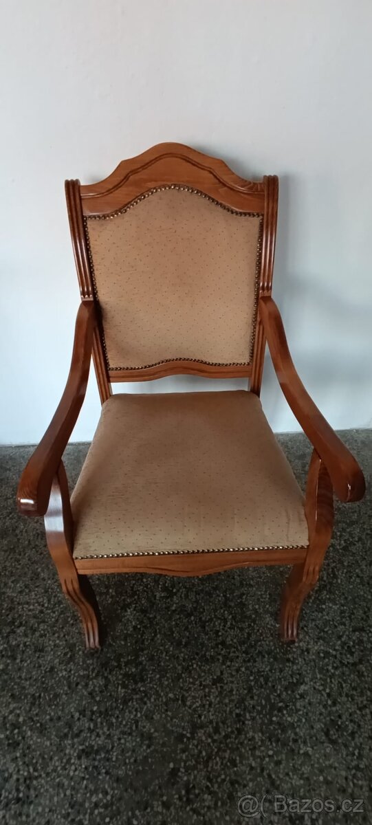 Jídelní set, stůl, židle, křesla, rustikální nábytek masív - 11