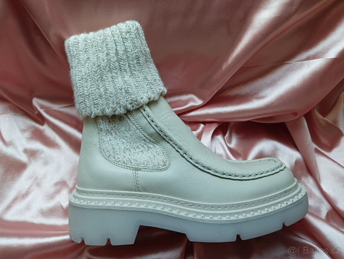 ♥️ Dámské kotníkové boty / polokozačky kožené béžové Badura - 11