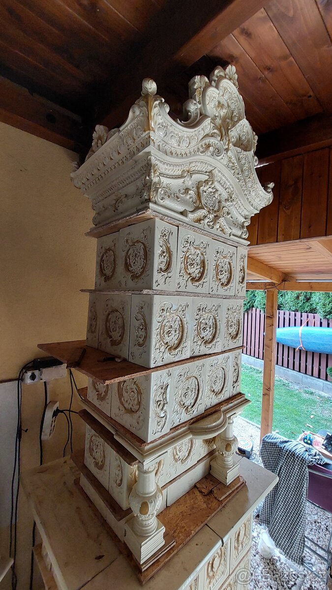 Kachlová kamna , starozitná - 11