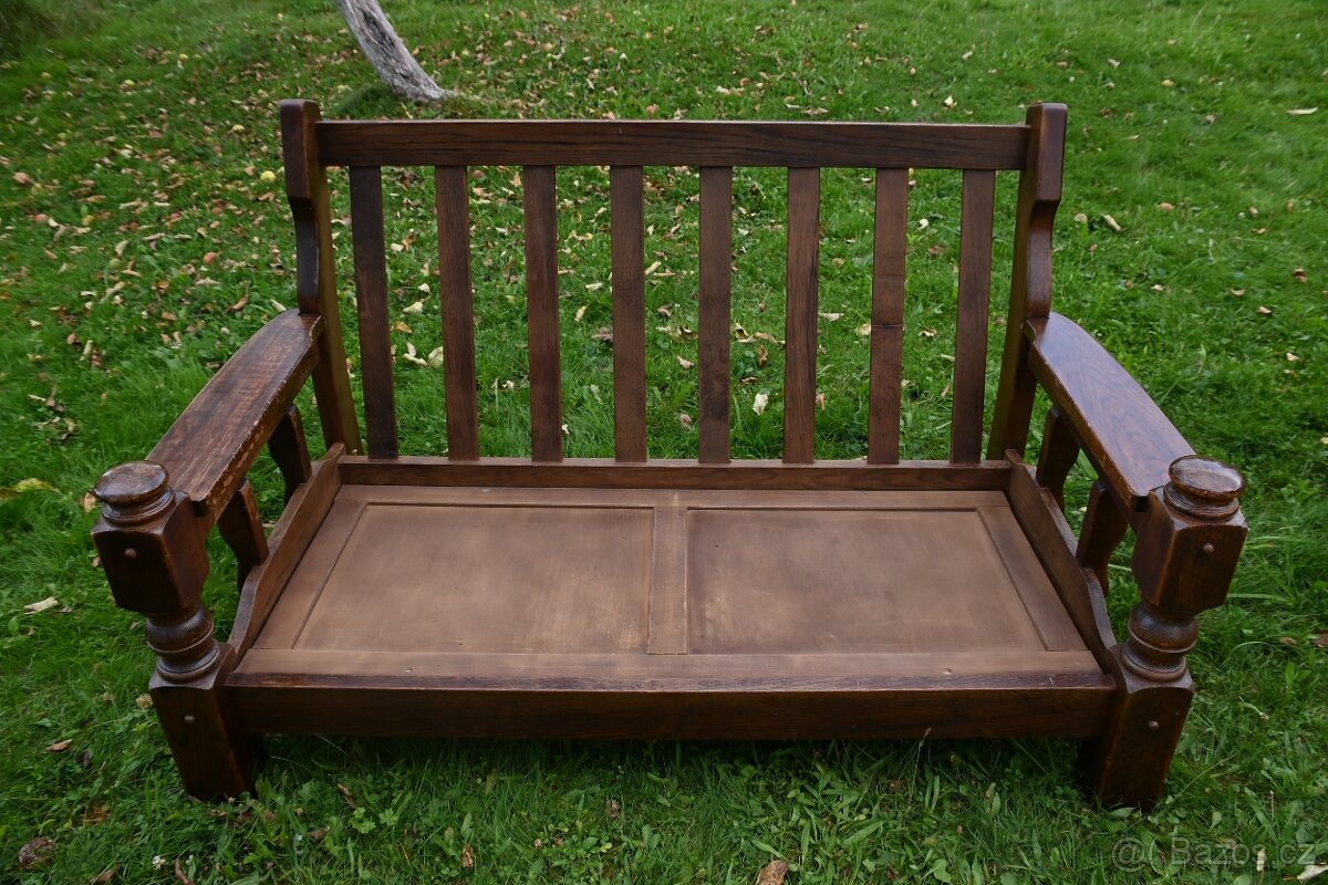 Masivní sedací souprava v hráškově zelené barvě - 11