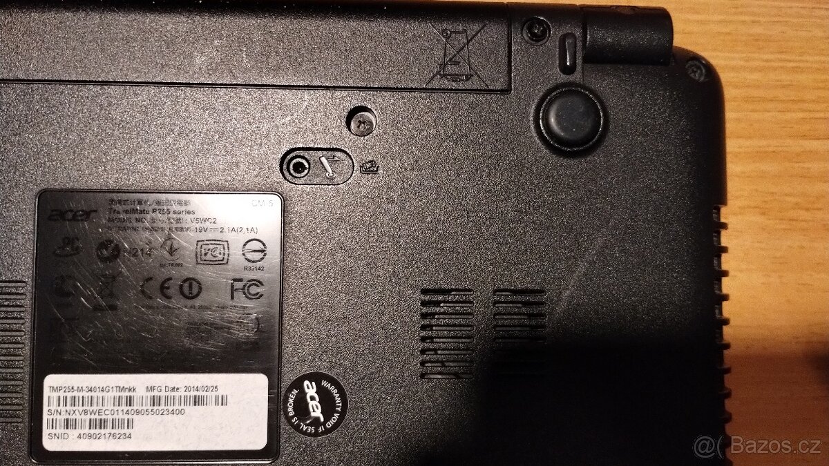 Notebook Acer TravelMate P255 series, model NO: V5WC2. 15,6“ - 11