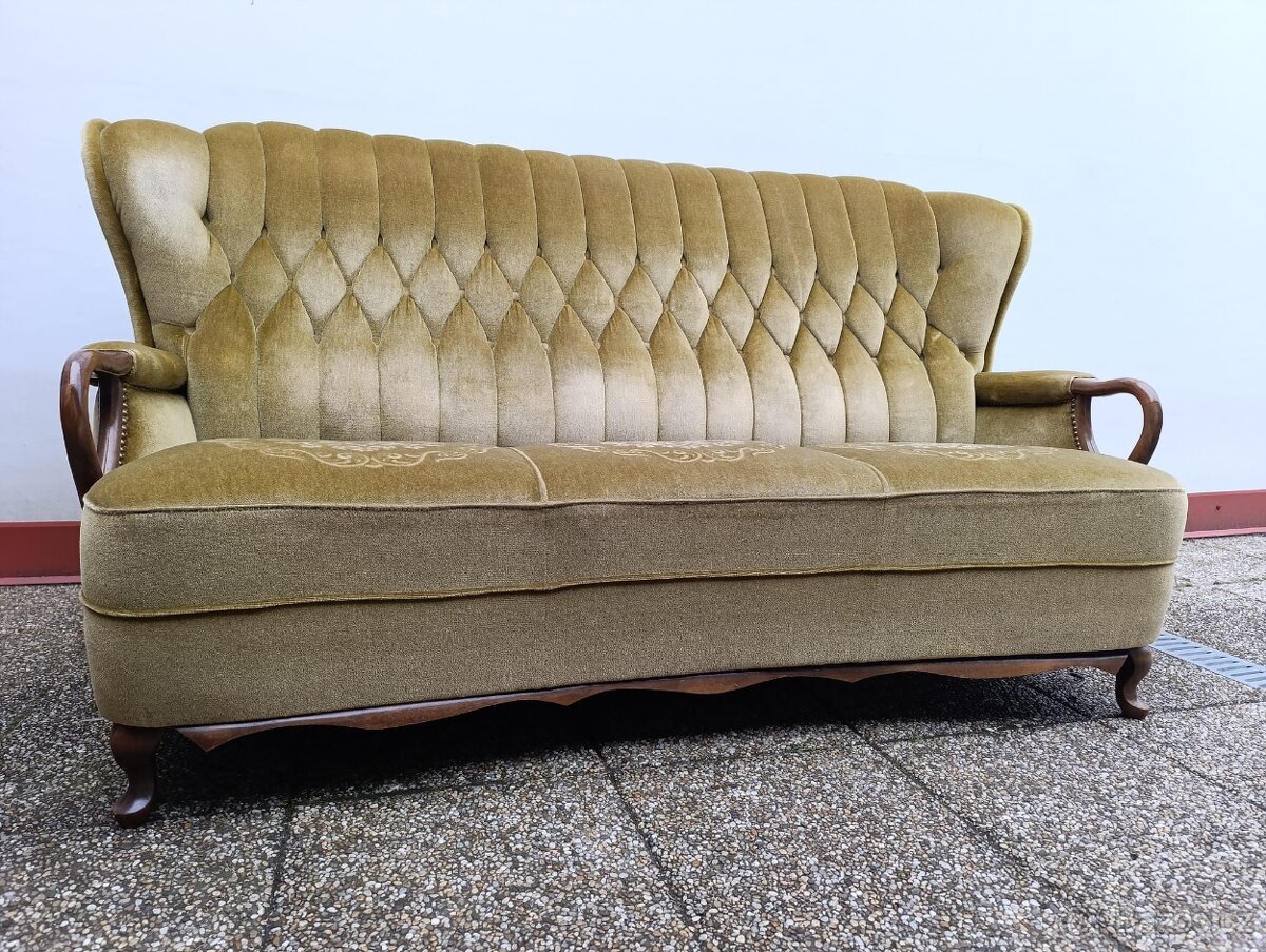 Gauč, sedačka, rustikální nábytek, masív, semiš - 11