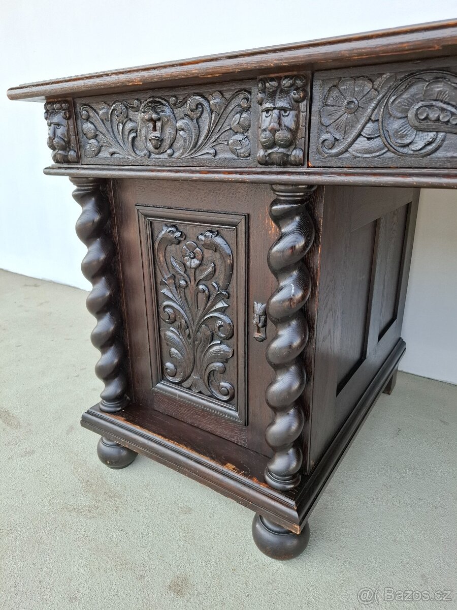 Unikátní viktoriánský psací stůl GREEN MAN - 11