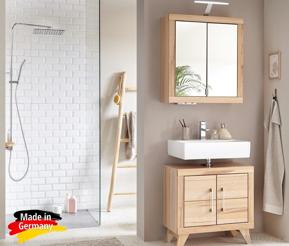 Koupelnová skříňka pod umyvadlo z masivu Buk Berlin - 11