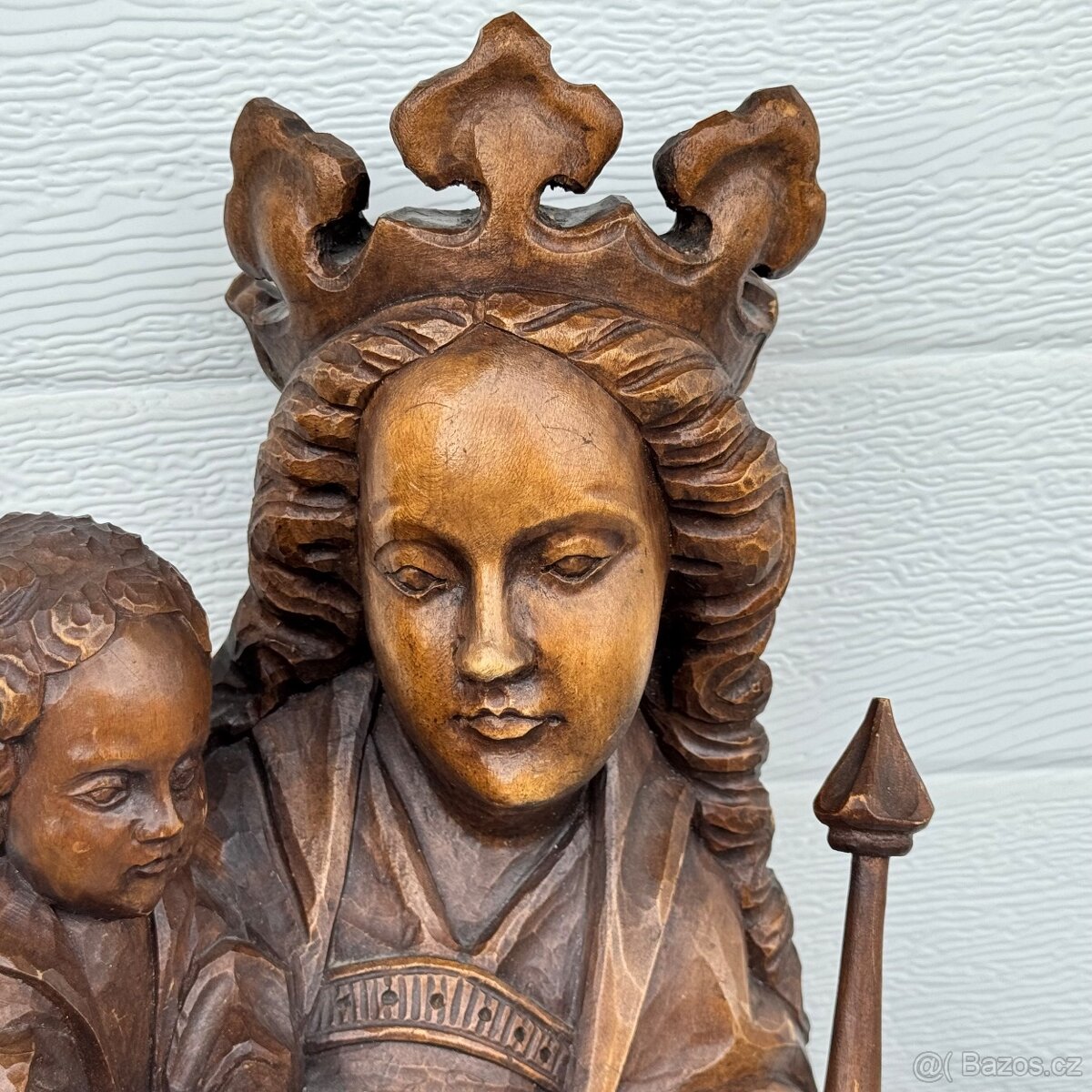 Velká starožitná socha Panna Marie Anglie - 11